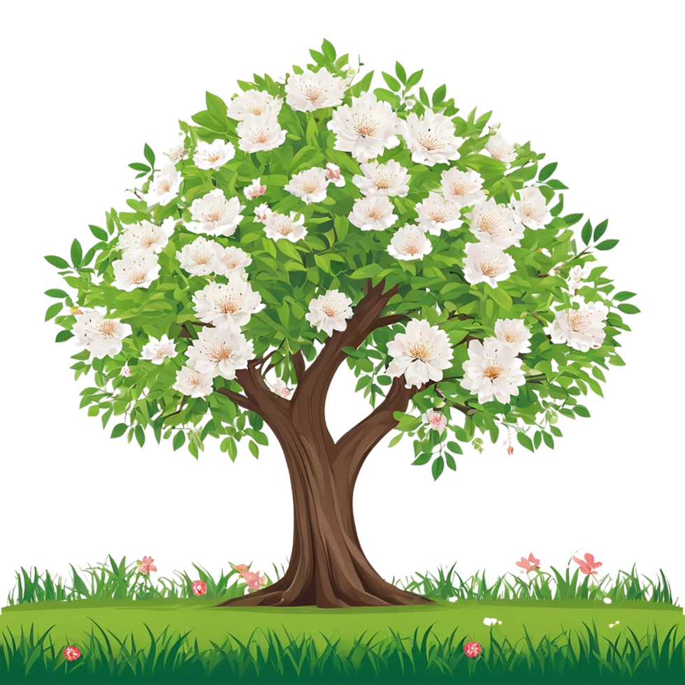 Tree with flower on transparent background png