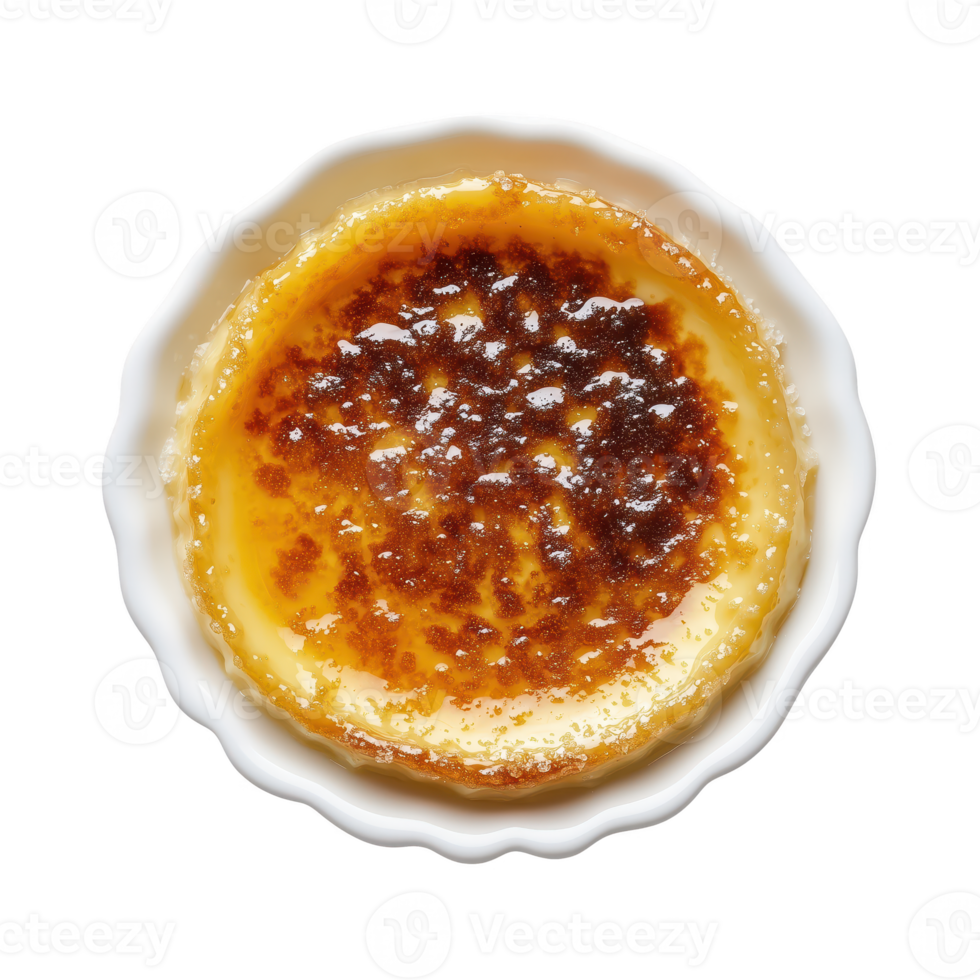 Delicious creme brulee dessert with a caramelized sugar topping. isolated on transparent background png