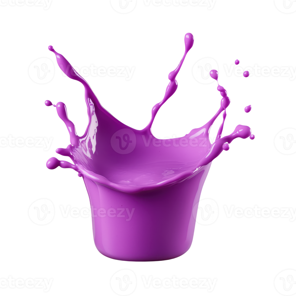 Vibrant purple paint splash, dynamic motion, isolated on transparent background. png