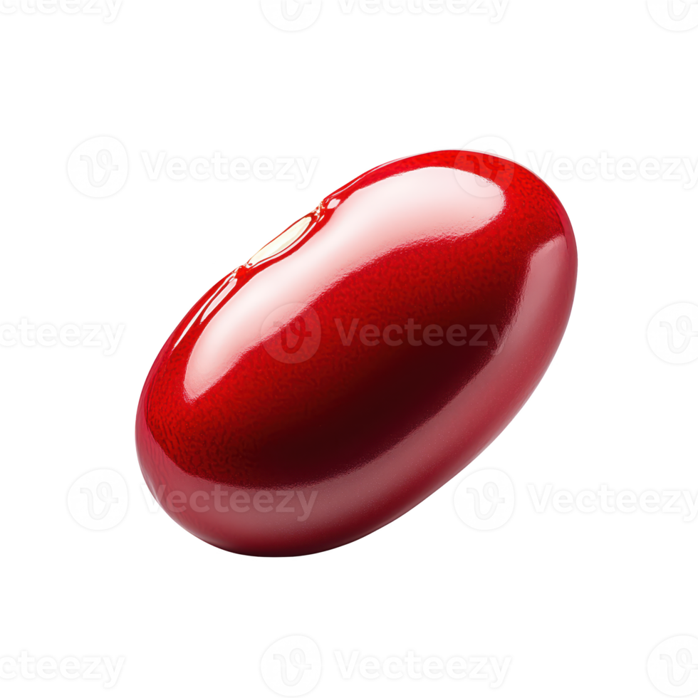 Shiny red kidney bean isolated on transparent background. png