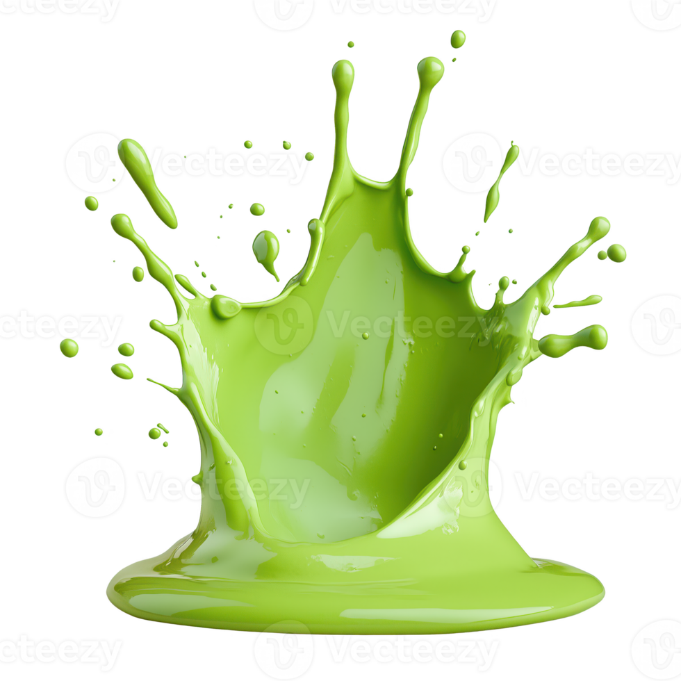 Green paint splash isolated on transparent background showcasing dynamic motion and vibrant color. png
