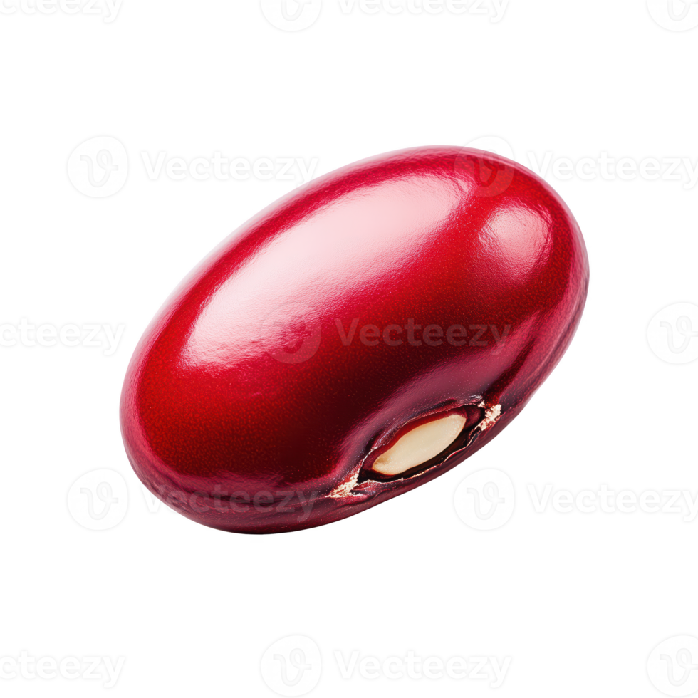 Shiny red kidney bean isolated on transparent background. png