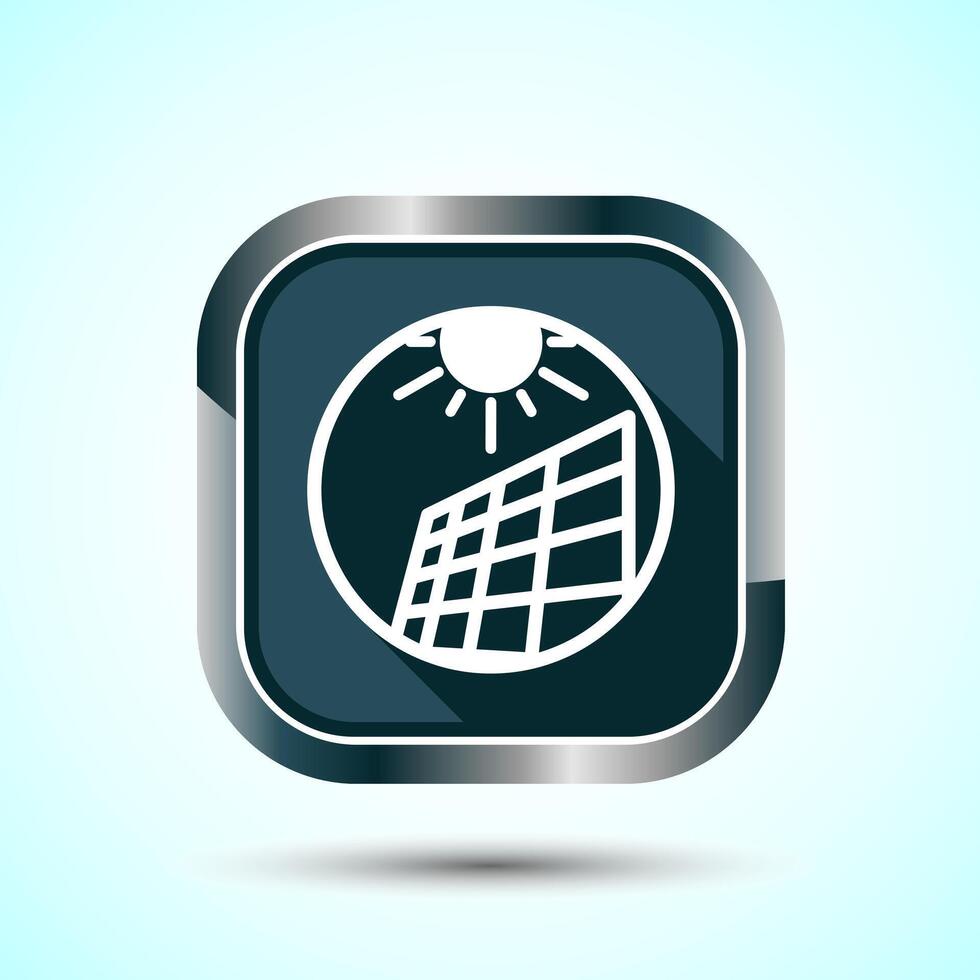 Solar Panel Icon Design Illustration, Solar Panel Power Station sign, Gray Shadow Button Design vector