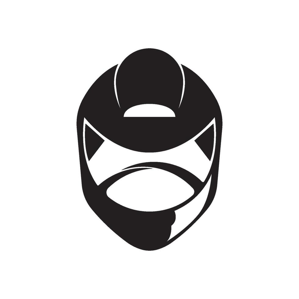 A black and white logo of a helmet vector