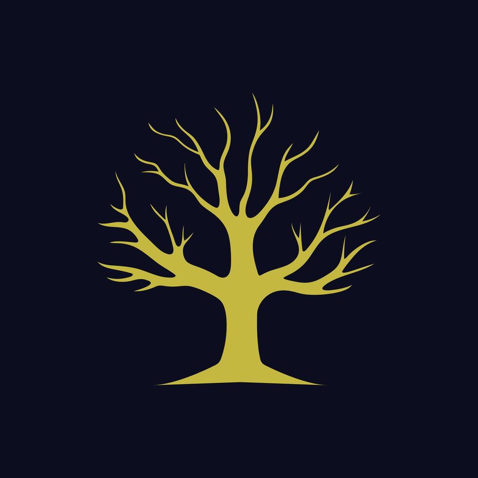 Dead Dry Tree luxury logo Icon, Bare Leafless Tree in Winter, bare branches with no leaves silhouette vector