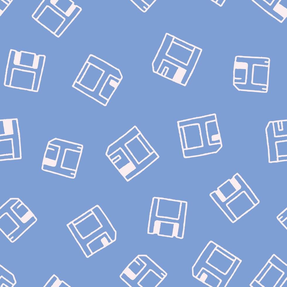 Outline Floppy Disk Seamless Pattern illustration for Print, Wallpaper, Decoration. vector
