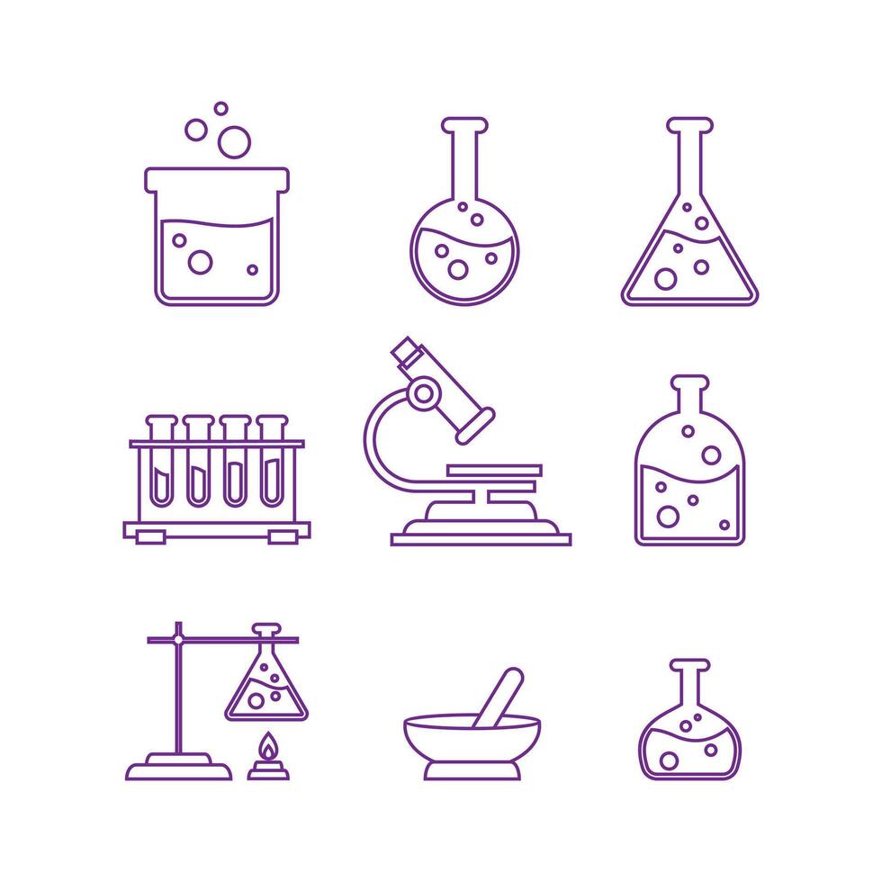 Science Lab Elements Collection Line vector