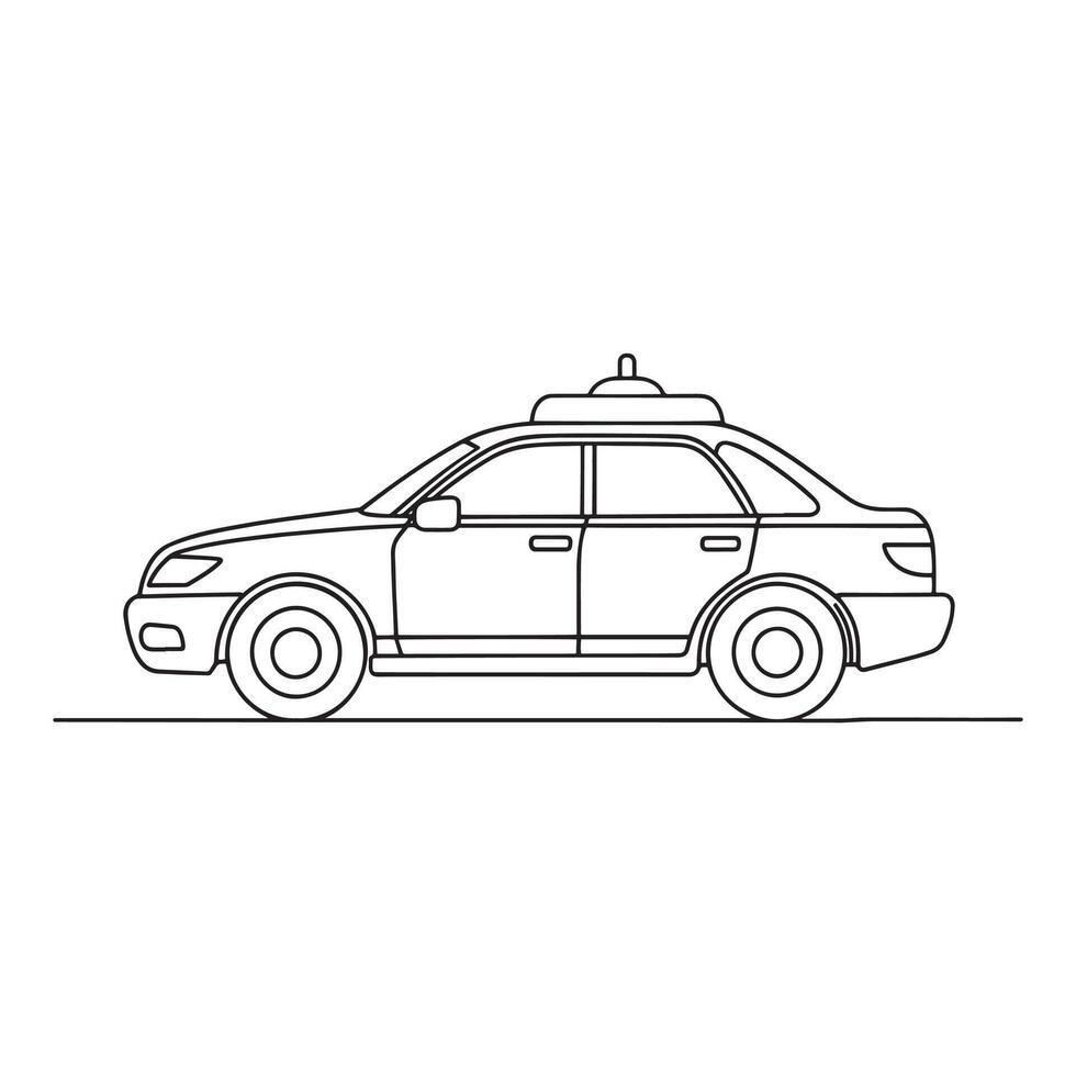 Police Car Transport isolated continuous line art flat illustration on white background vector
