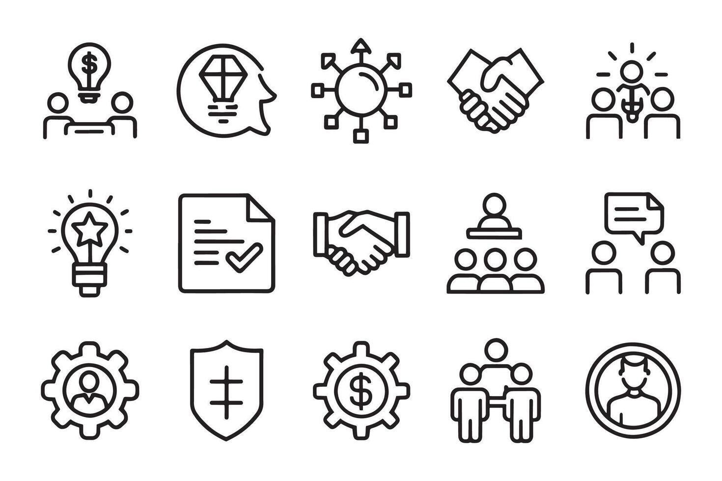Business, trust, collaboration related editable icon set isolated flat illustration white background. vector