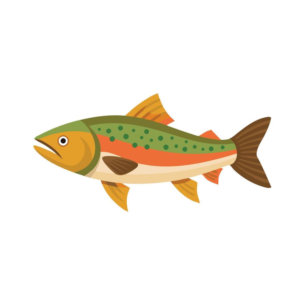 Cutthroat trout animal isolated flat illustration on white background vector
