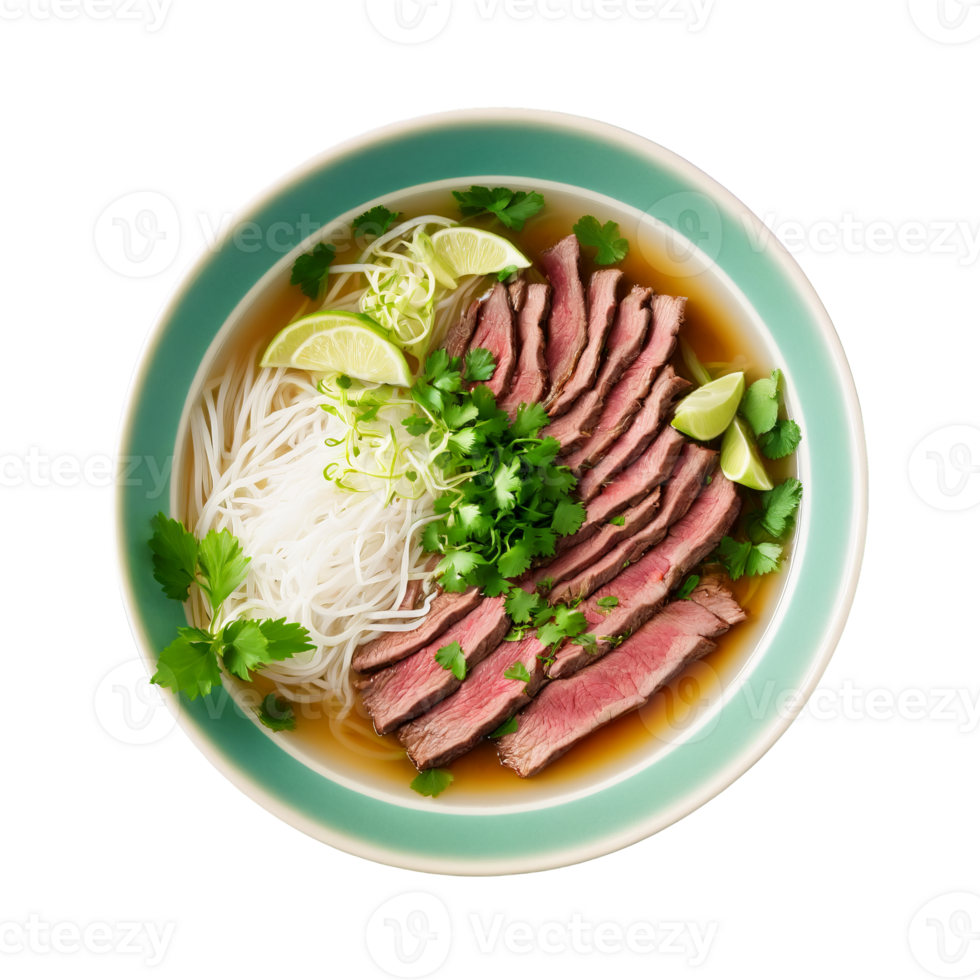 Pho a fragrant Vietnamese beef broth with rice noodles thinly sliced beef and aromatic herbs png