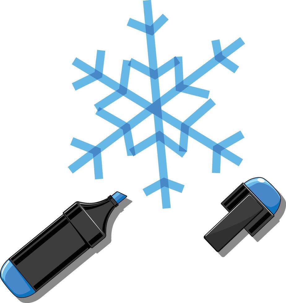 Snowflake and marker illustration vector