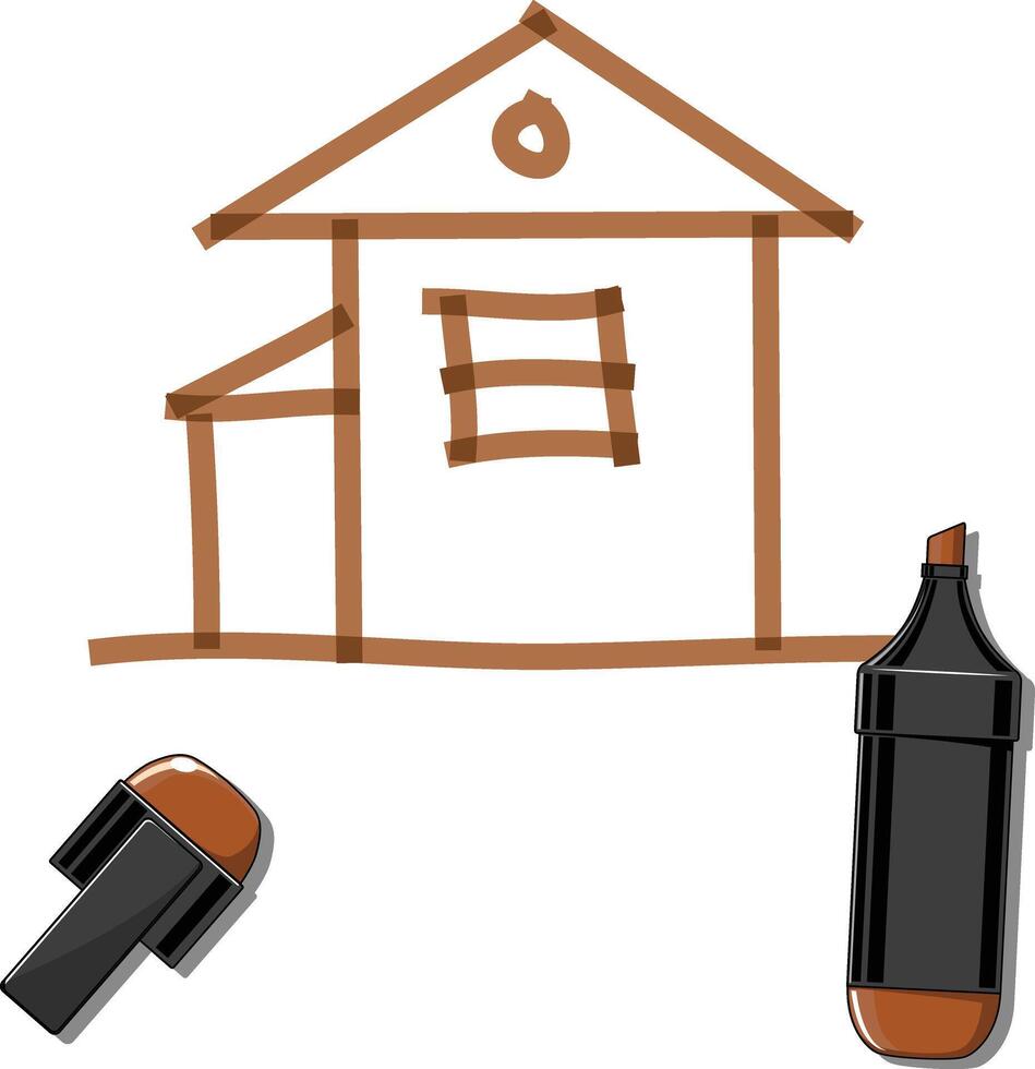 House and brown marker vector