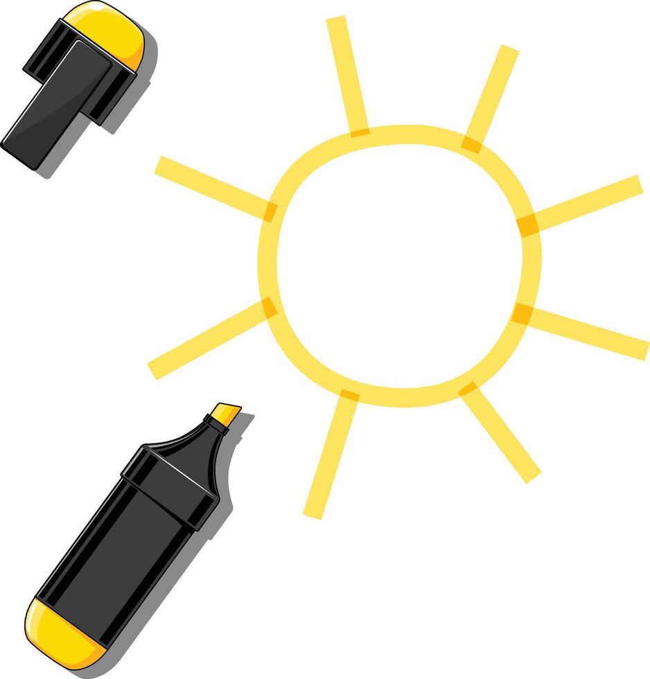Sun and yellow marker vector