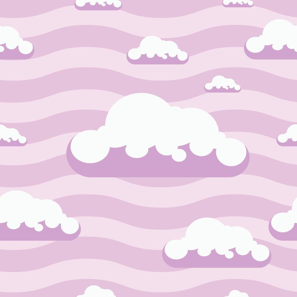 Seamless pink clouds pattern background vector