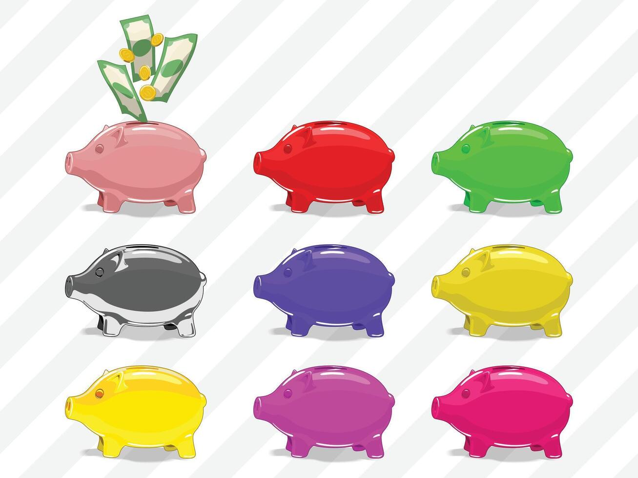 Set of piggy bank illustration vector