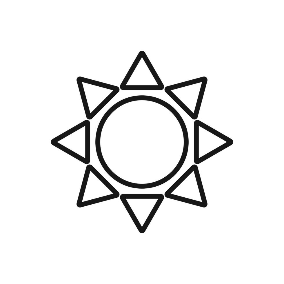 Sun icon, line art, illustration, isolated on white background vector