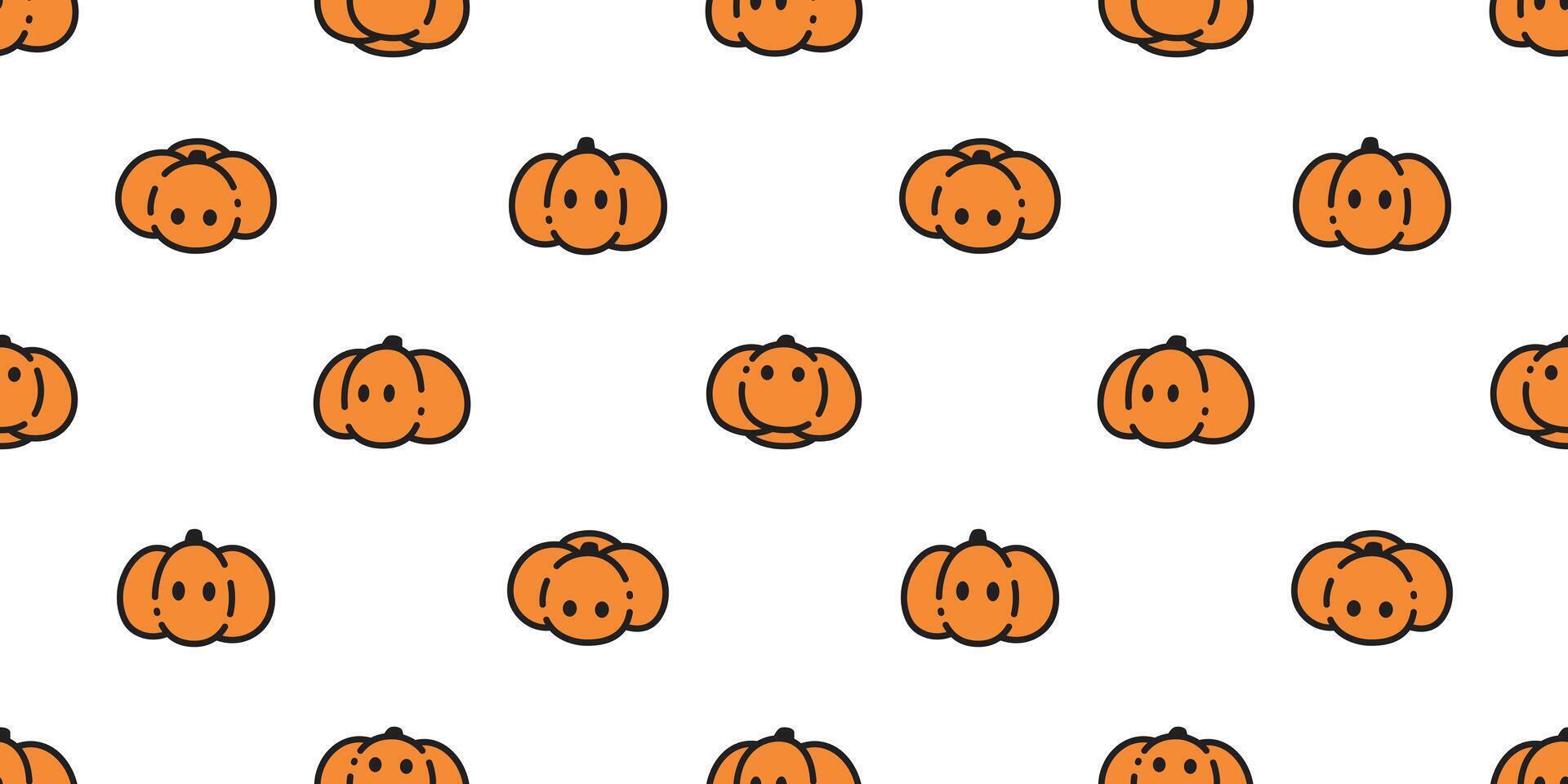 halloween pumpkin seamless pattern doodle cartoon character gift wrapping paper tile background repeat wallpaper scarf isolated vector