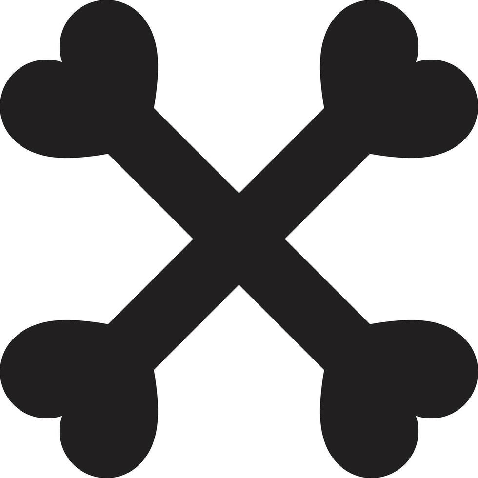Crossed dog bones icon with heart shape . Dog bones icon vector