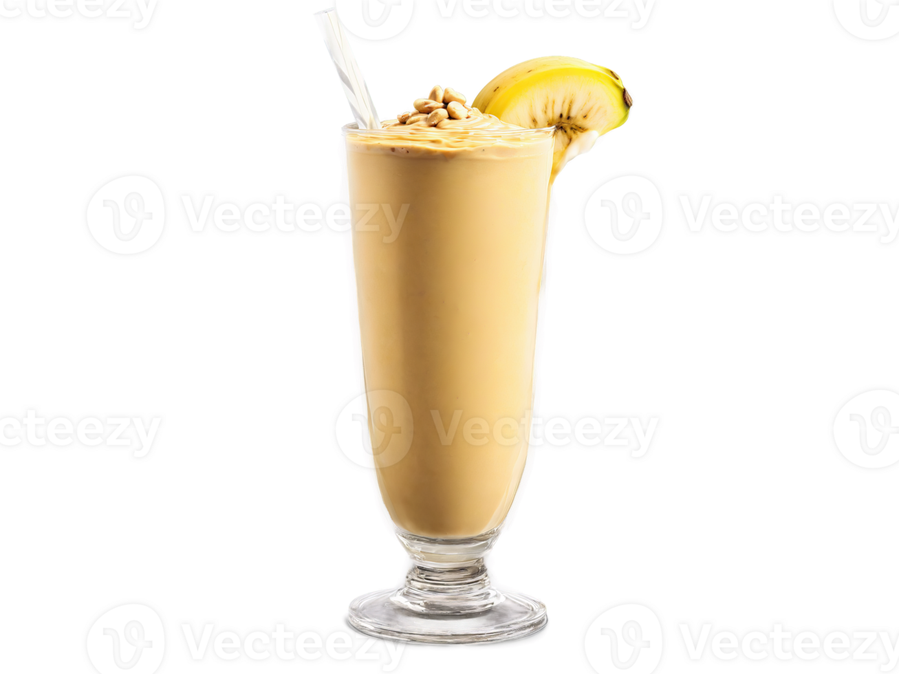 Banana Peanut Butter Smoothie A creamy banana peanut butter smoothie in a sleek glass topped png