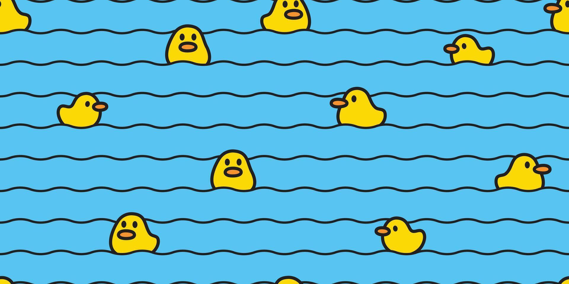 duck seamless pattern swimming wave rubber duck chicken bird cartoon pet wrapping paper scarf isolated doodle animal farm tile wallpaper repeat background illustration desig vector