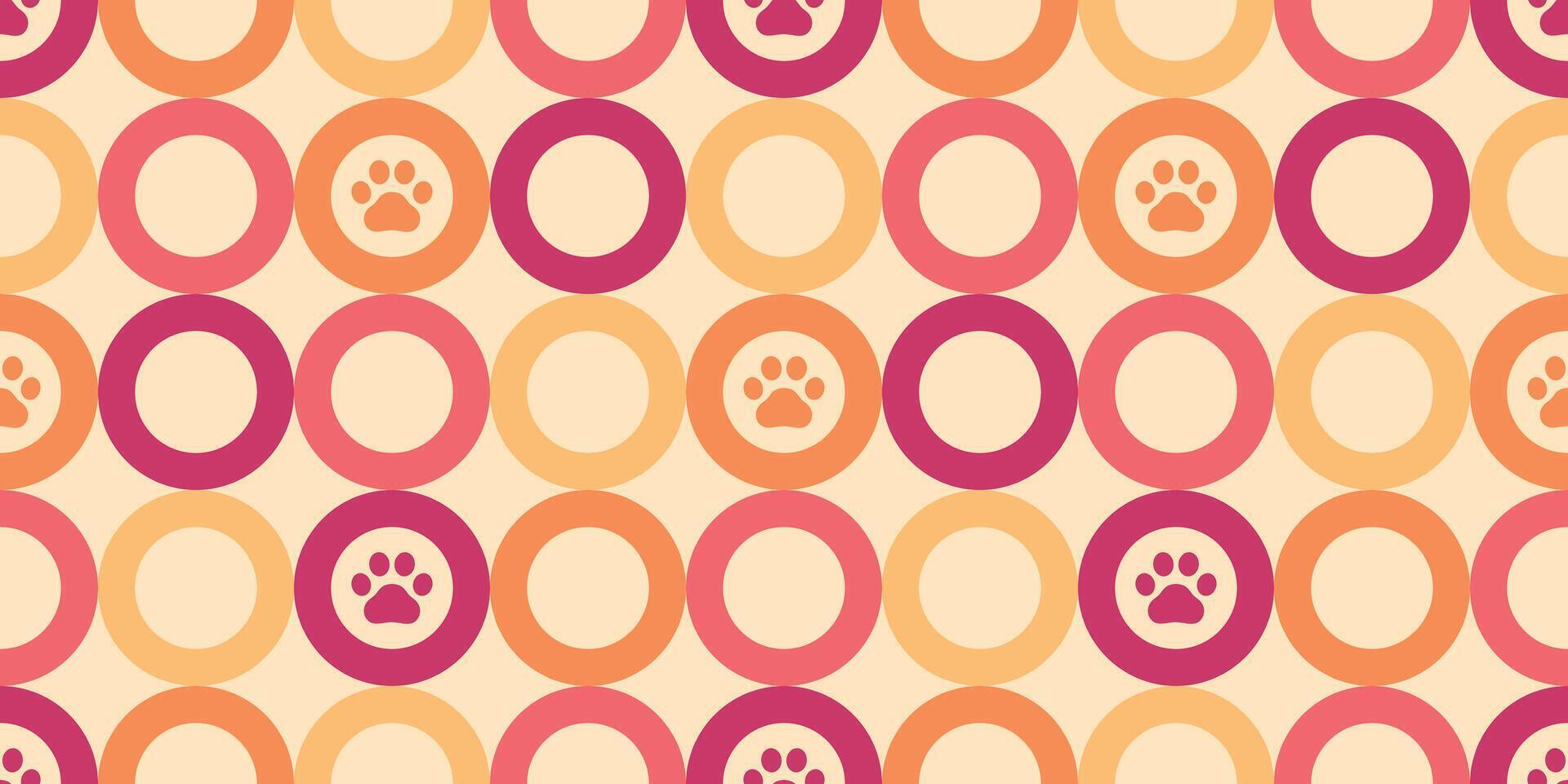dog paw seamless pattern cat footprint retro christmas polka dot pet french bulldog puppy kitten bear cartoon doodle gift wrapping paper repeat wallpaper tile background scarf isolated illustra vector