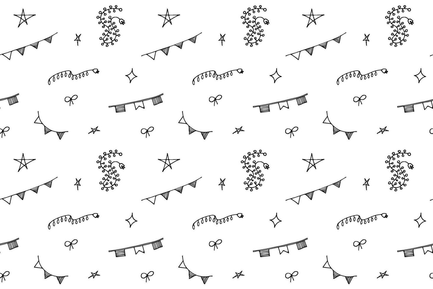 Hand drawn Christmas background. Doodle ink seamless pattern for New Year. Line art doodle illustration vector