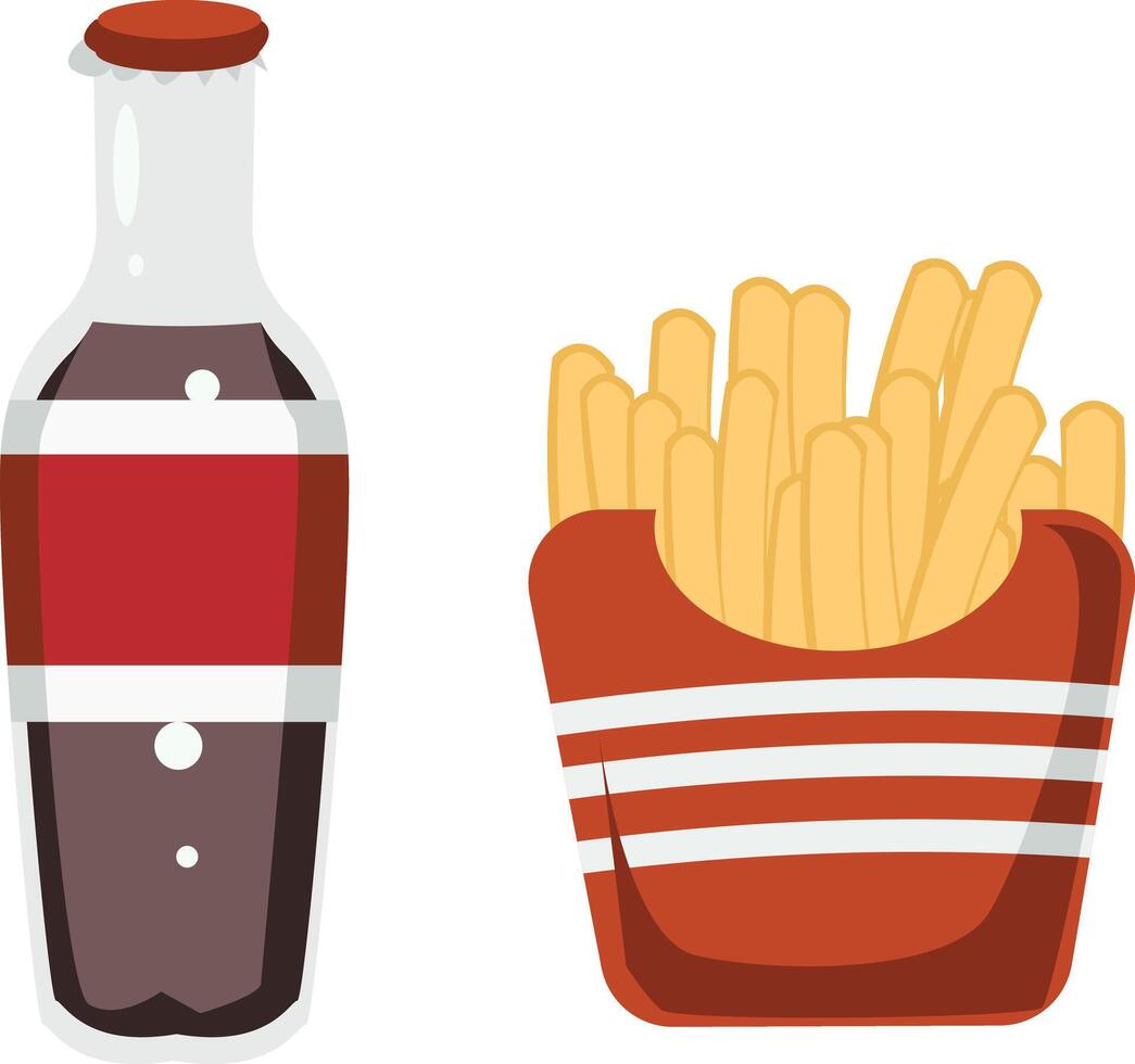 Classic Fast Food Combo Illustration with Soda and Fries vector