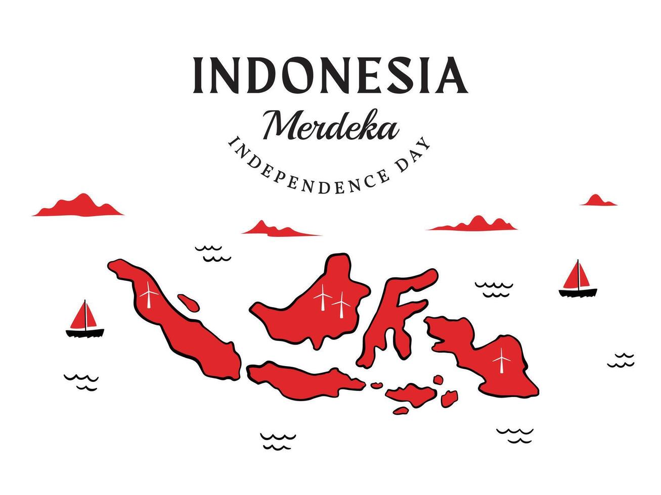 Indonesia Independence Day, Graphic representation of Indonesia map vector