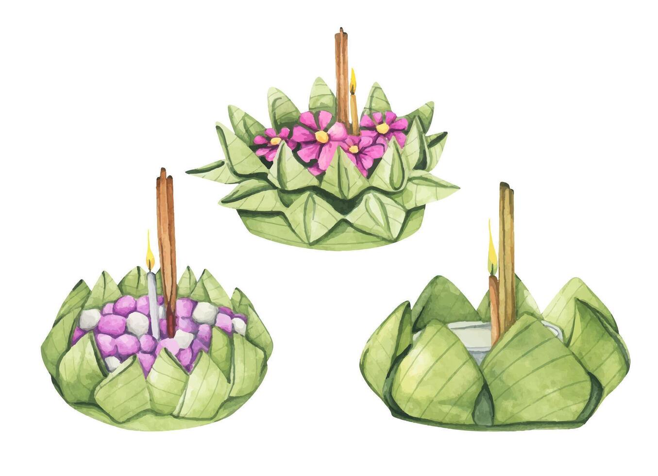 Loy krathong festival illustration element. vector