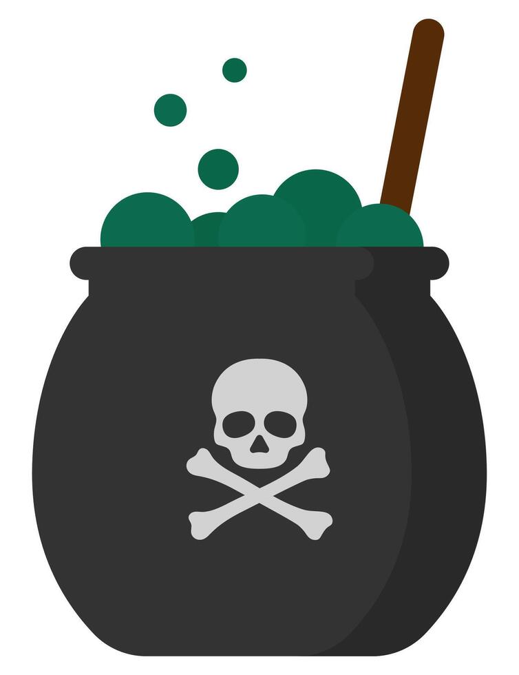 Flat icon of witch's potion cauldron isolated on white background. vector