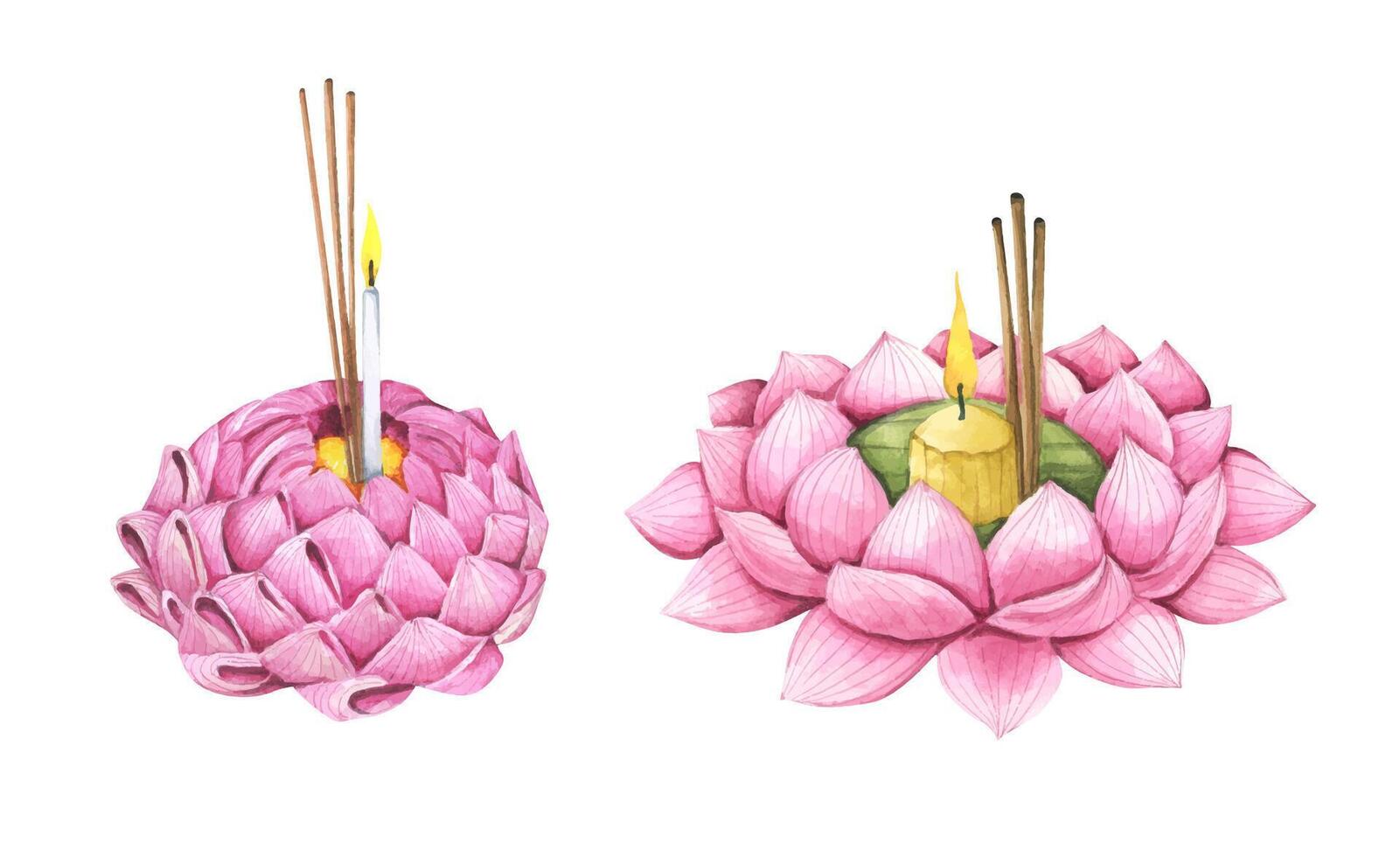 Set of Pink krathong. Loy krathong festival illustration element. vector