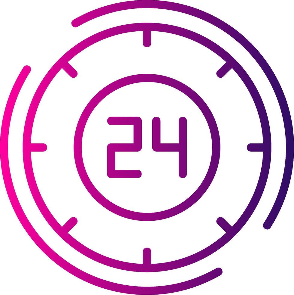 24 Hours Line Gradient Icon vector