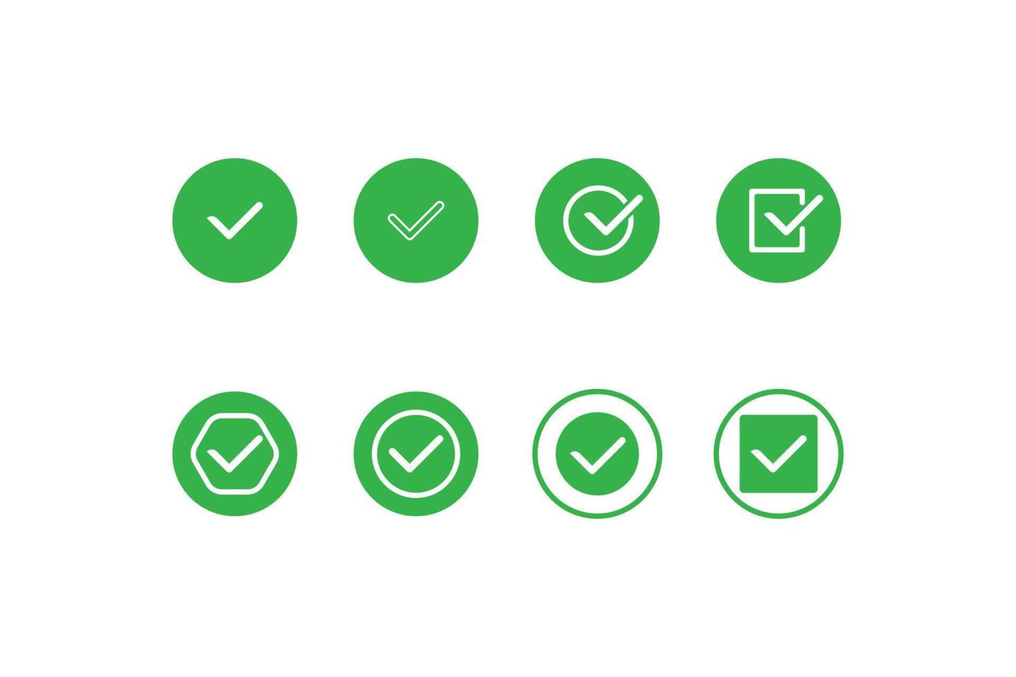 Green check mark set and Tick mark icon collection vector