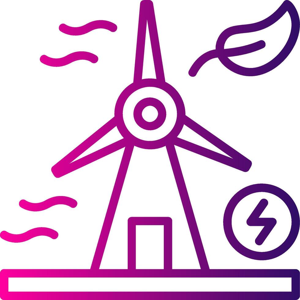 Windmill Line Gradient Icon vector