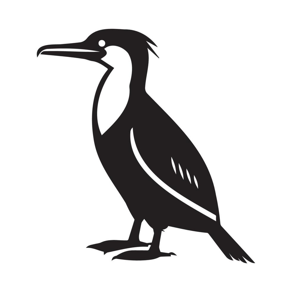 Black and White Cormorant Silhouette Design vector
