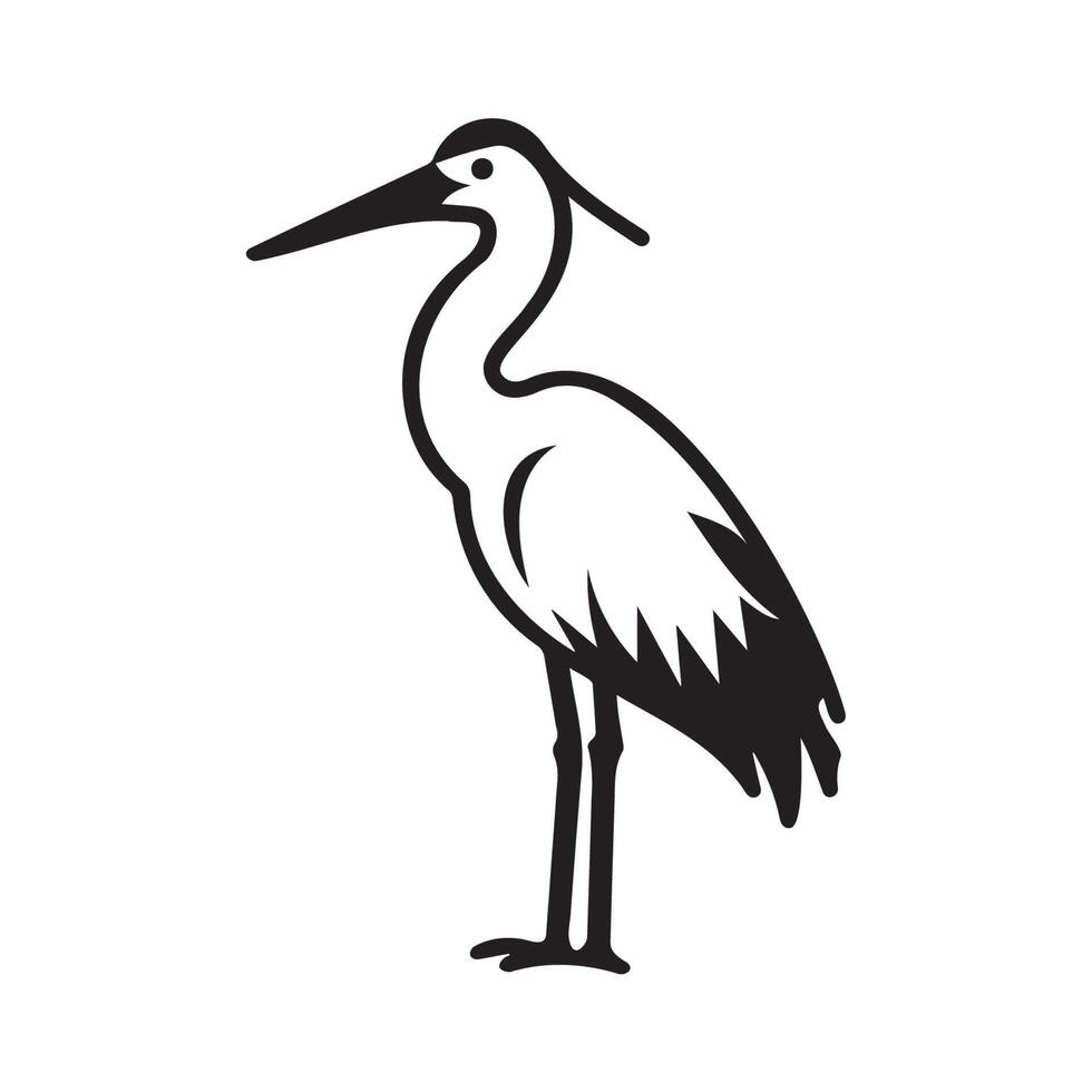 Elegant Stork Silhouette in Minimalist Style vector