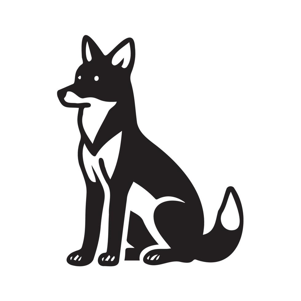 Silhouette of a Sitting Dog on a White Background vector