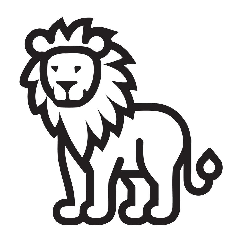 Simple Line Art of a Lion in a Minimalistic Style vector