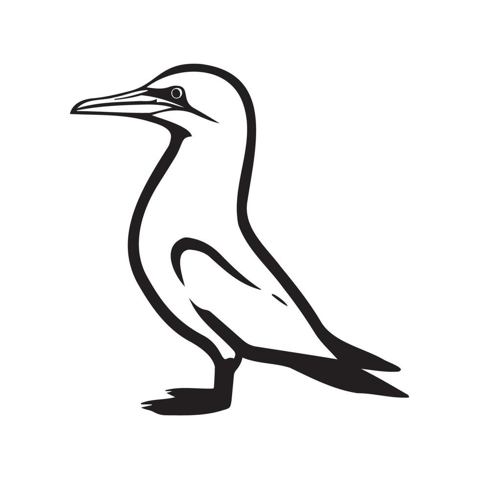 Elegant Black and White Bird Silhouette Illustration vector