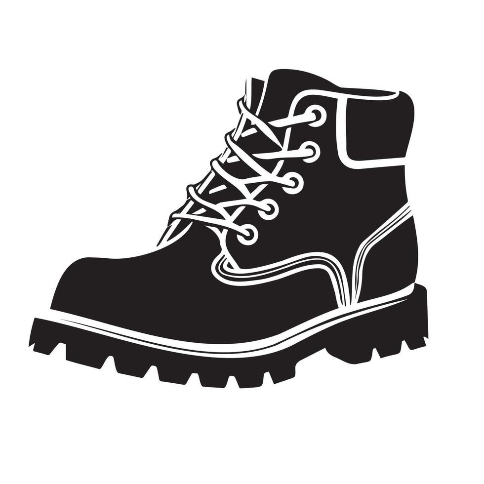 Black silhouette of a rugged hiking boot vector