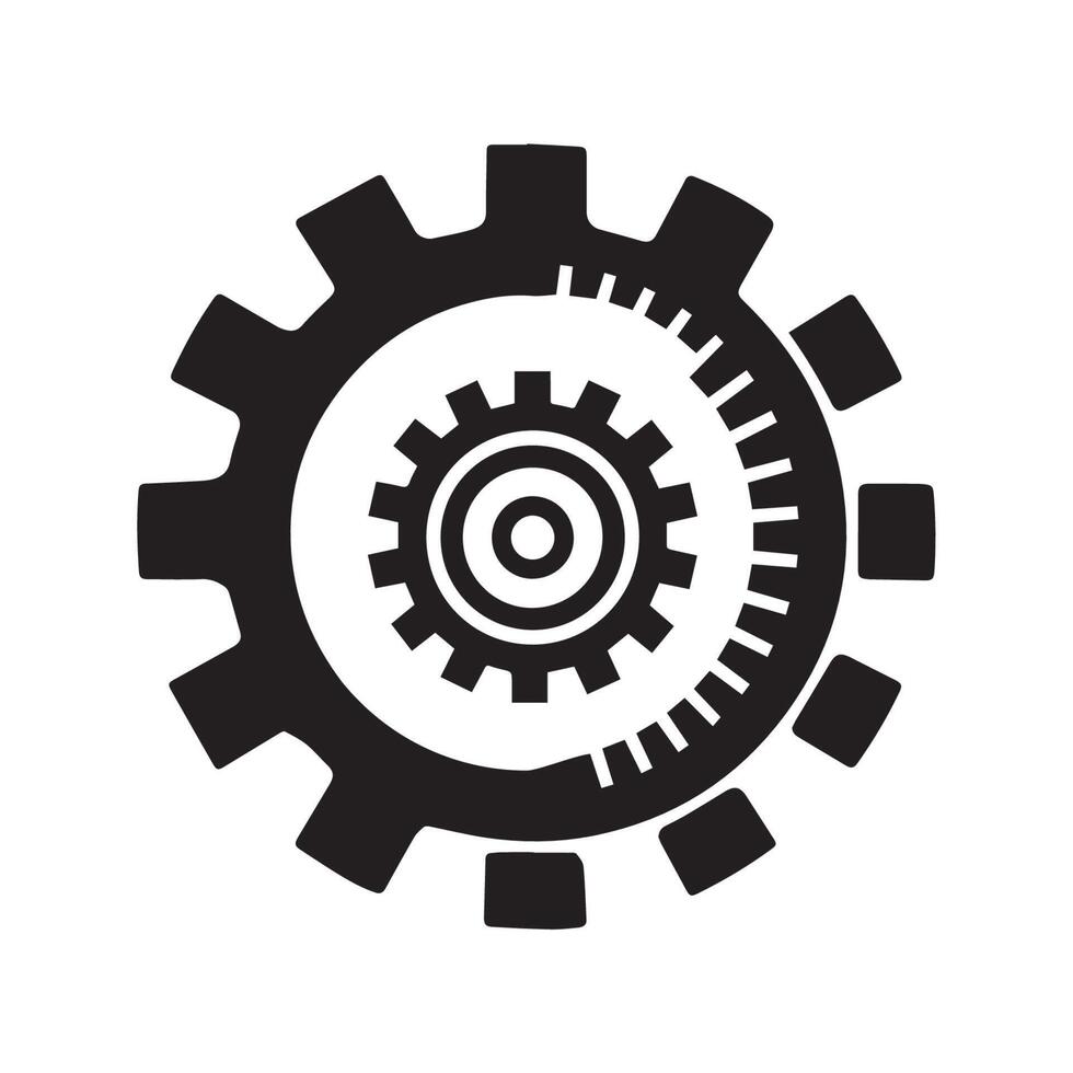 Black Gear Icon for Industrial and Mechanical Design vector