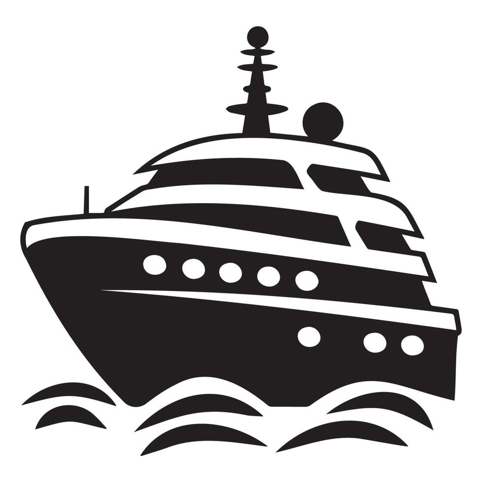 Elegant Yacht Silhouette on Waves Design vector