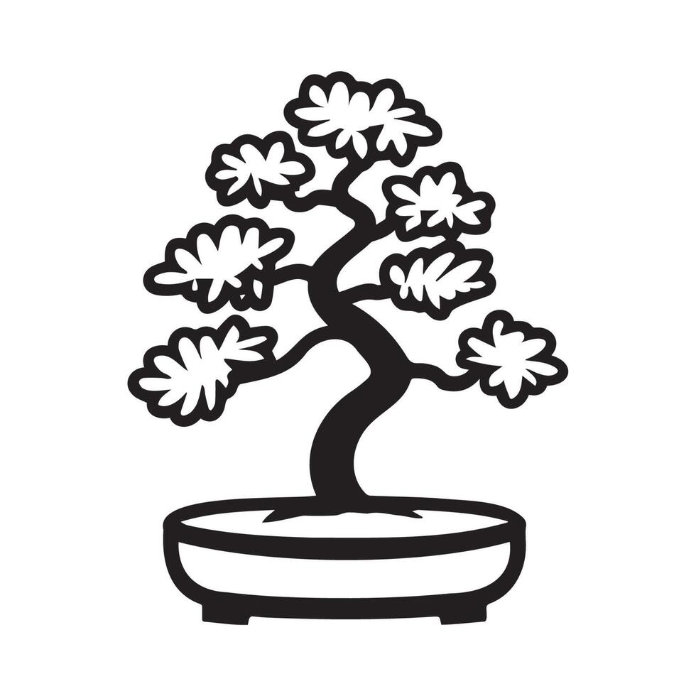 Elegant bonsai tree in minimalist design style vector