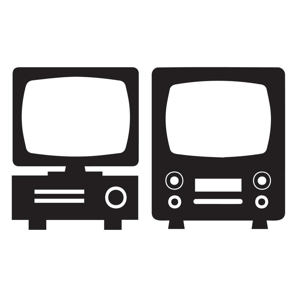 Retro Television and Computer Icon Illustrations vector