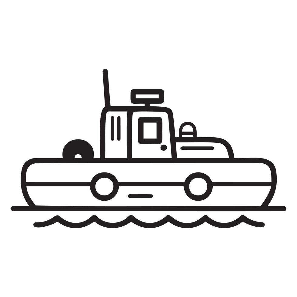 Simple Icon of a Tugboat on Water vector