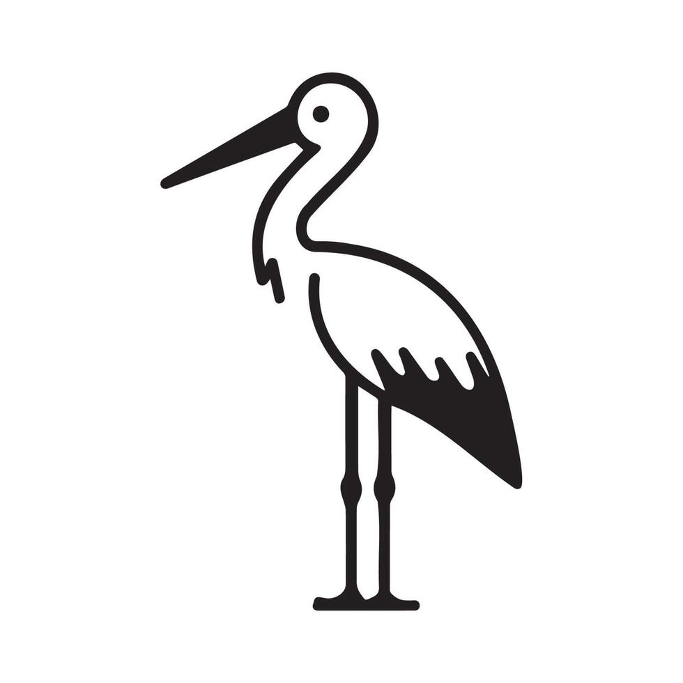 Elegant Stork in Minimalist Black and White Design vector
