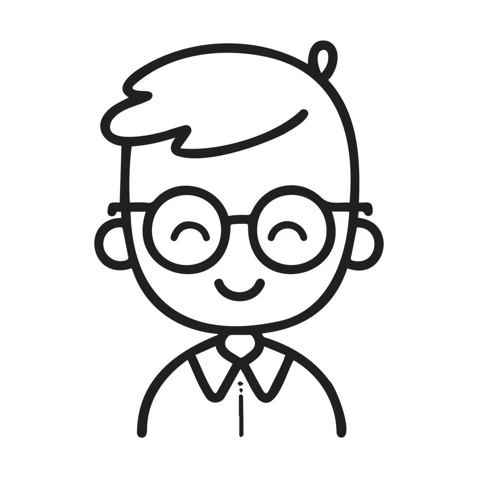 Happy Boy Character with Glasses in Simple Style vector