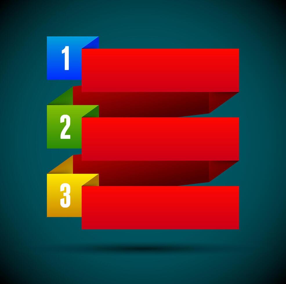 Infographic with ribbons and colored numbers vector