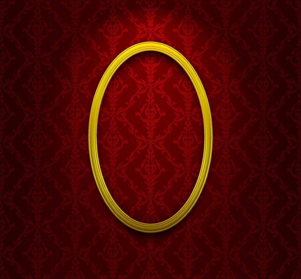 Elliptic frame on red wallpaper vector